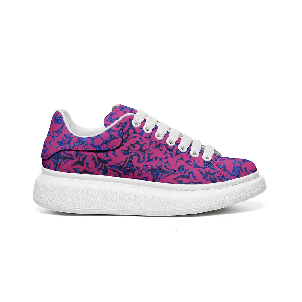 Thumbnail: fullbreedcustom Unisex Non Slip Lace Up Faux Leather Sneakers