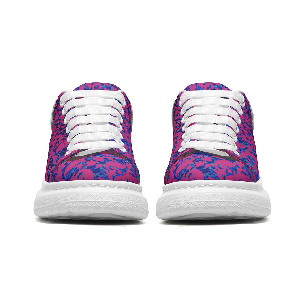 Thumbnail: fullbreedcustom Unisex Non Slip Lace Up Faux Leather Sneakers