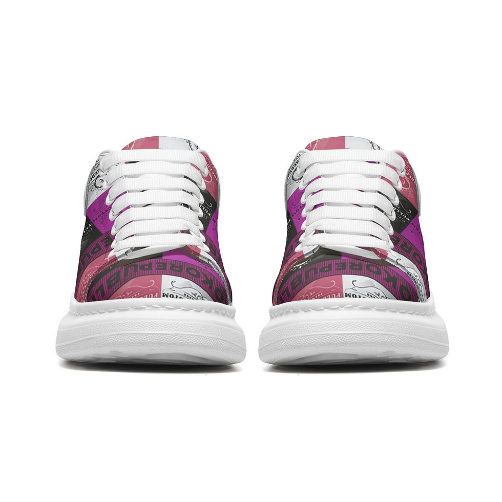 Thumbnail: kokorepublic Unisex Non Slip Lace Up Faux Leather Sneakers