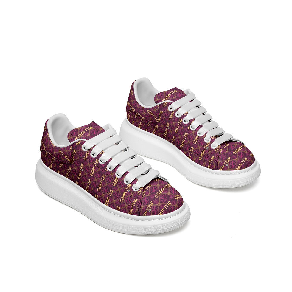 Thumbnail: Bellabreed Unisex Non Slip Lace Up Faux Leather Sneakers