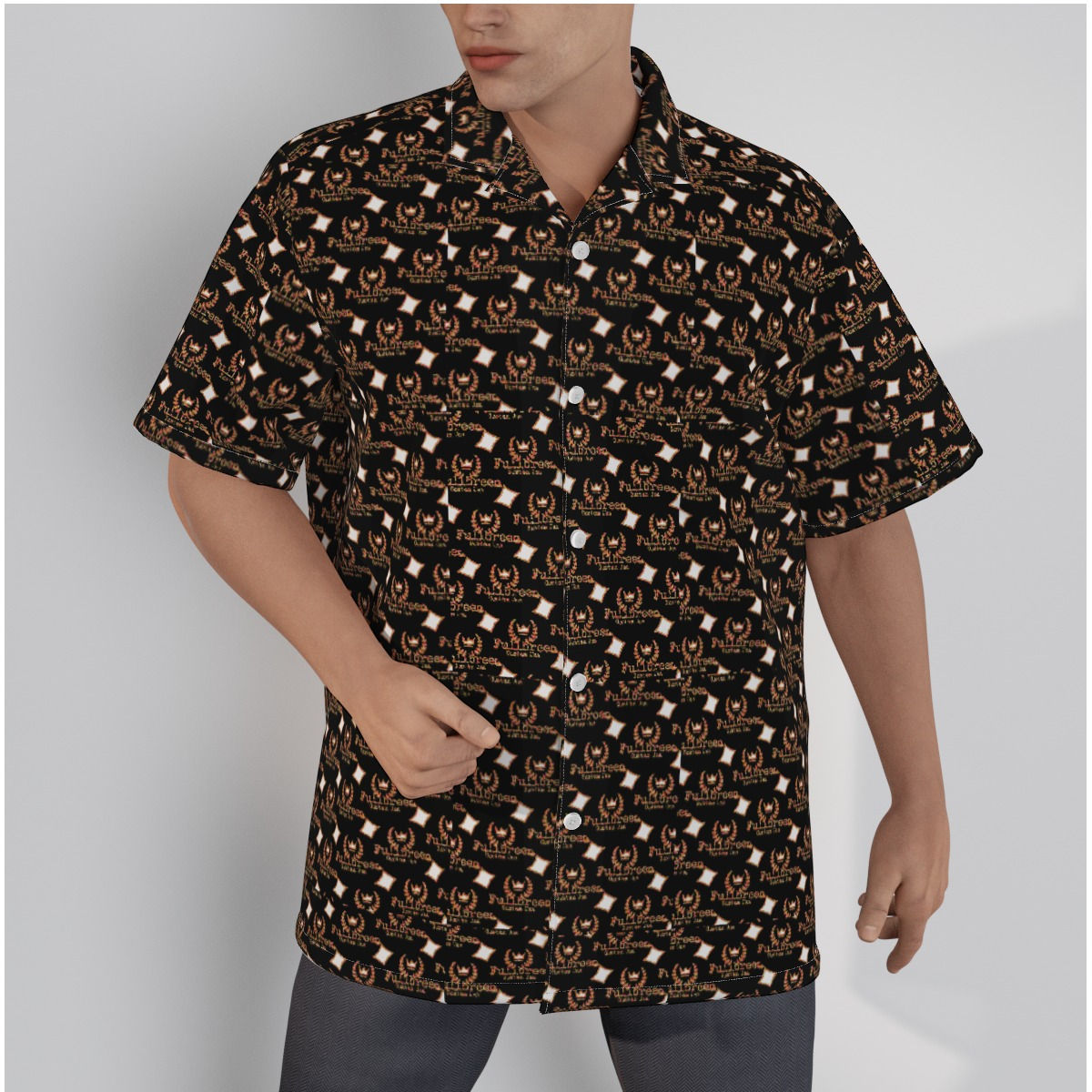 FullbreedCustom Print Men's Hawaiian Shirt With Button Closure