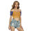 Thumbnail: All-Over Print Women's One-shoulder Off-the-navel Short Sleeve T-shirt