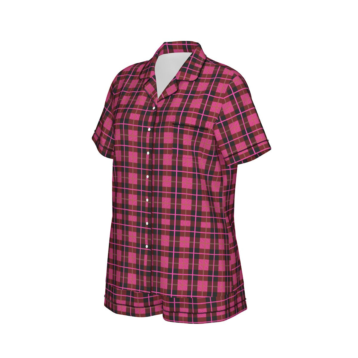 All-Over Print Women's Imitation Silk Pajama Set With Short Sleeve