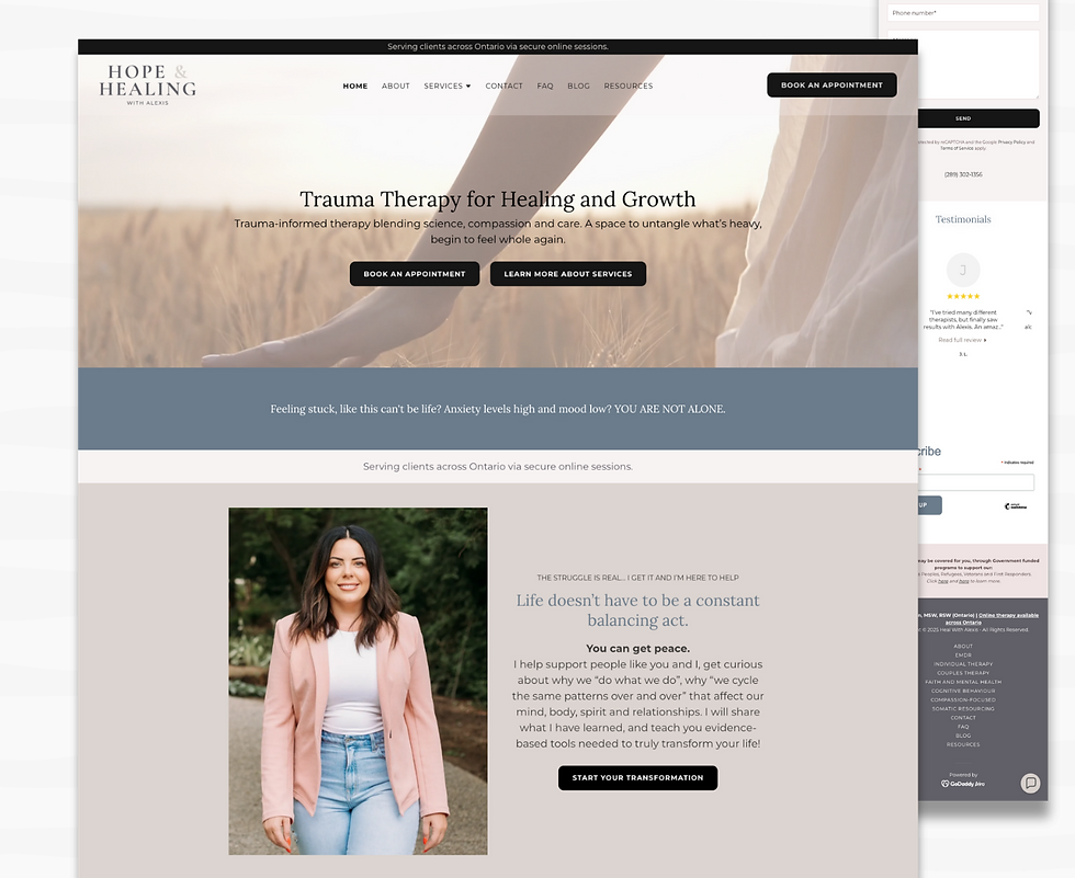 Hope & Healing With Alexis counselling brand and website design