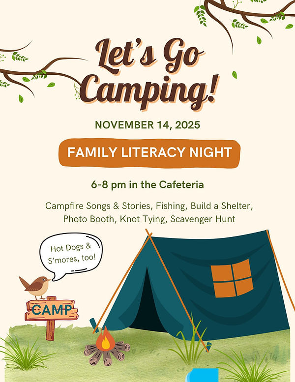 Let's God Camping Family Literacy Night Flyer