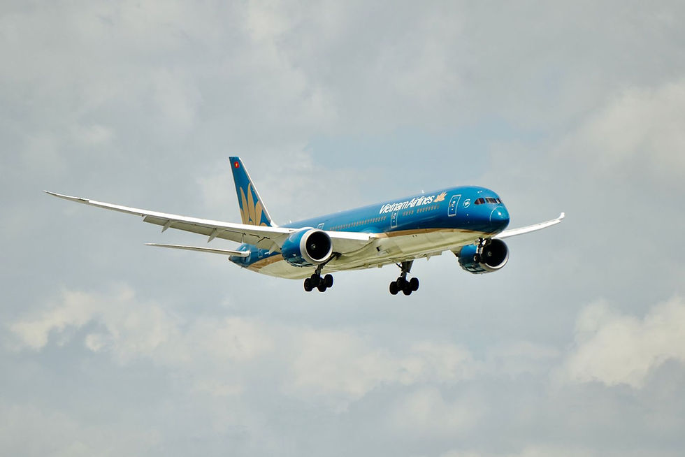 Boeing 787 Dreamliner en vol, appareil long-courrier utilisé pour rejoindre Tahiti