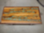 Pecky Cypress with turquoise inlay and Walnut base