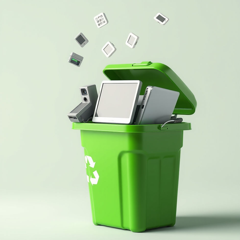 a green recycling bin with computers in it.jpg