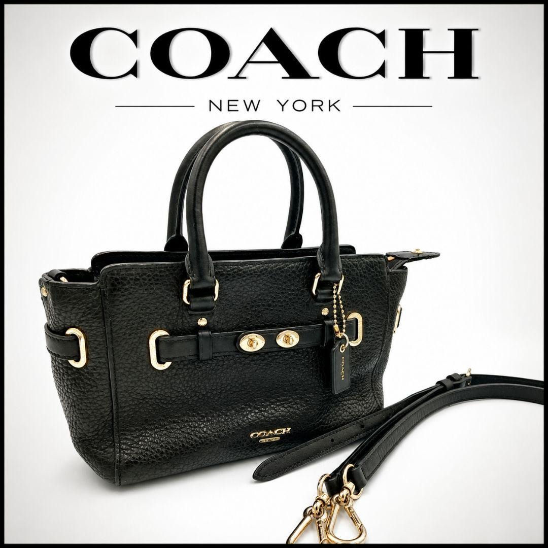 Coach Black Pebbled Leather Mini Turnlock Tote