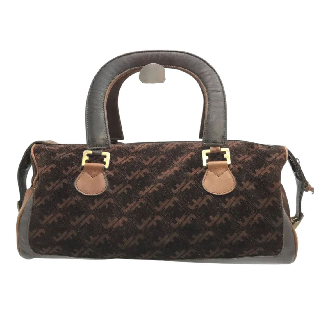 SALVATORE FERRAGAMO MONOGRAM SUEDE & LEATHER HANDBAG | $275