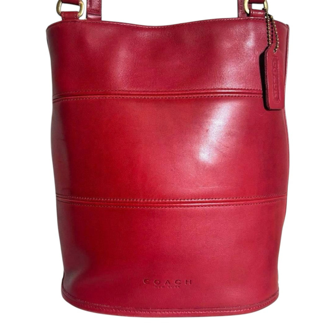Coach Vintage Red Leather Bucket Shoulder Bag