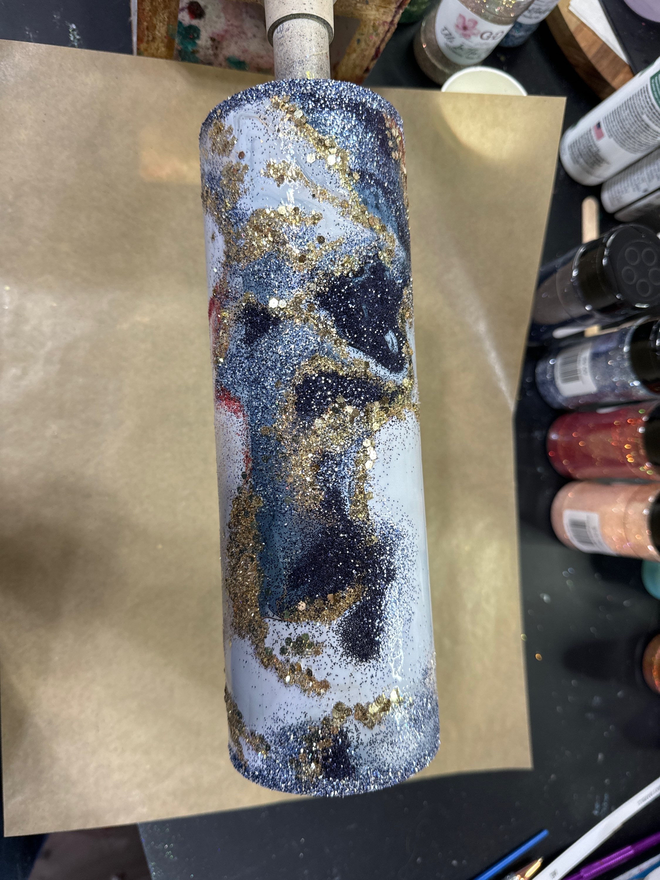 2/24 TT 30oz Navy Marble Vinyl glitter accent 