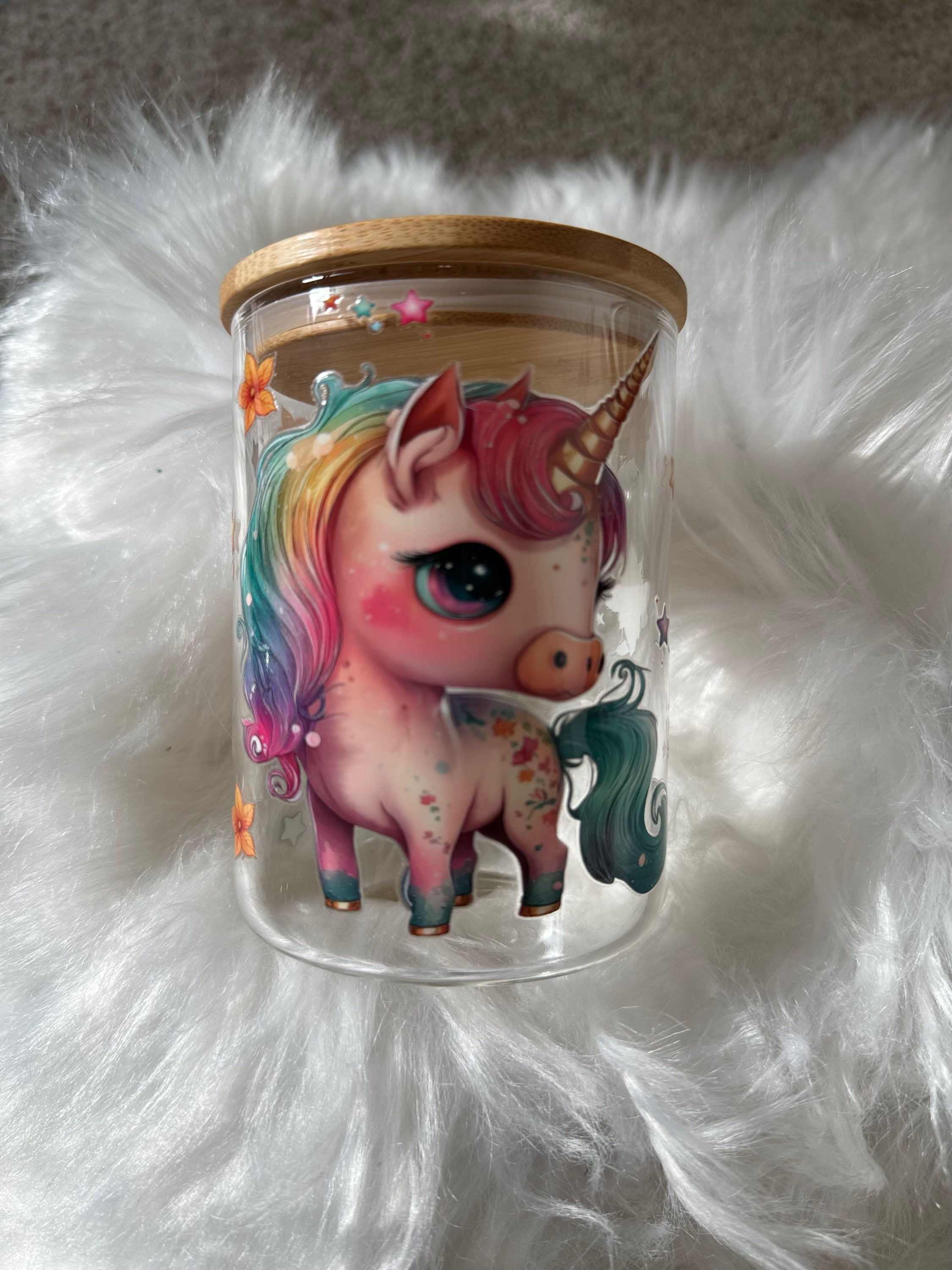 17oz Clear Coffee Mug - UVDTF -Unicorn