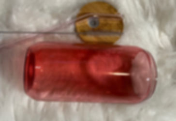 16oz RED bamboo lid glass can 