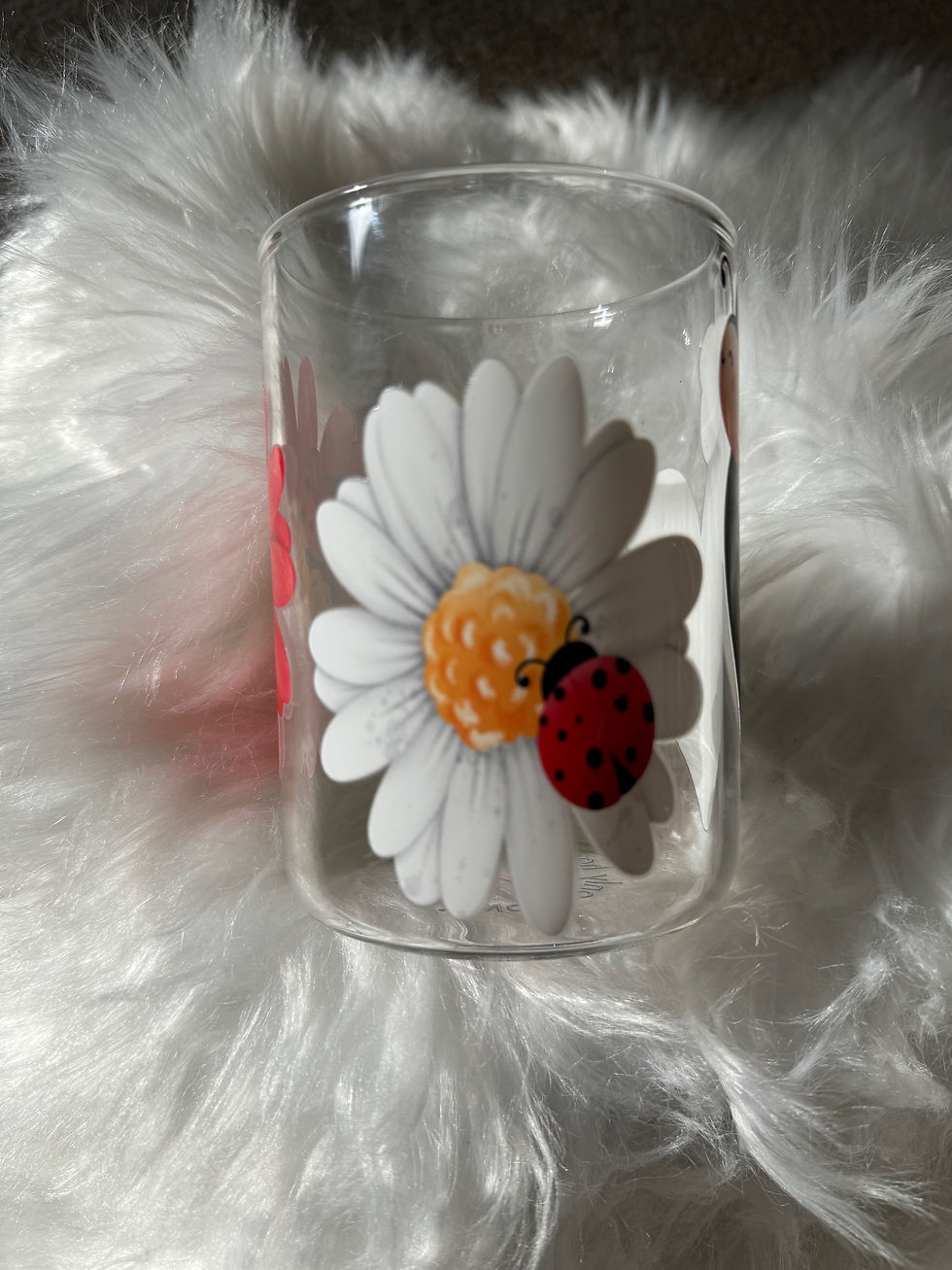 Thumbnail: 17oz Clear Glass Coffee Mug- UVDTF lady bug