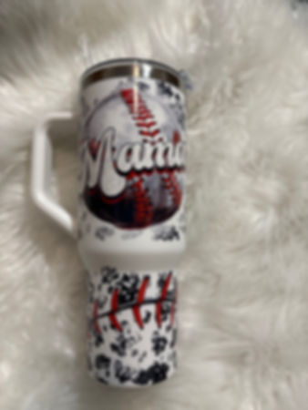 40oz handled - white - baseball mom UVDTF