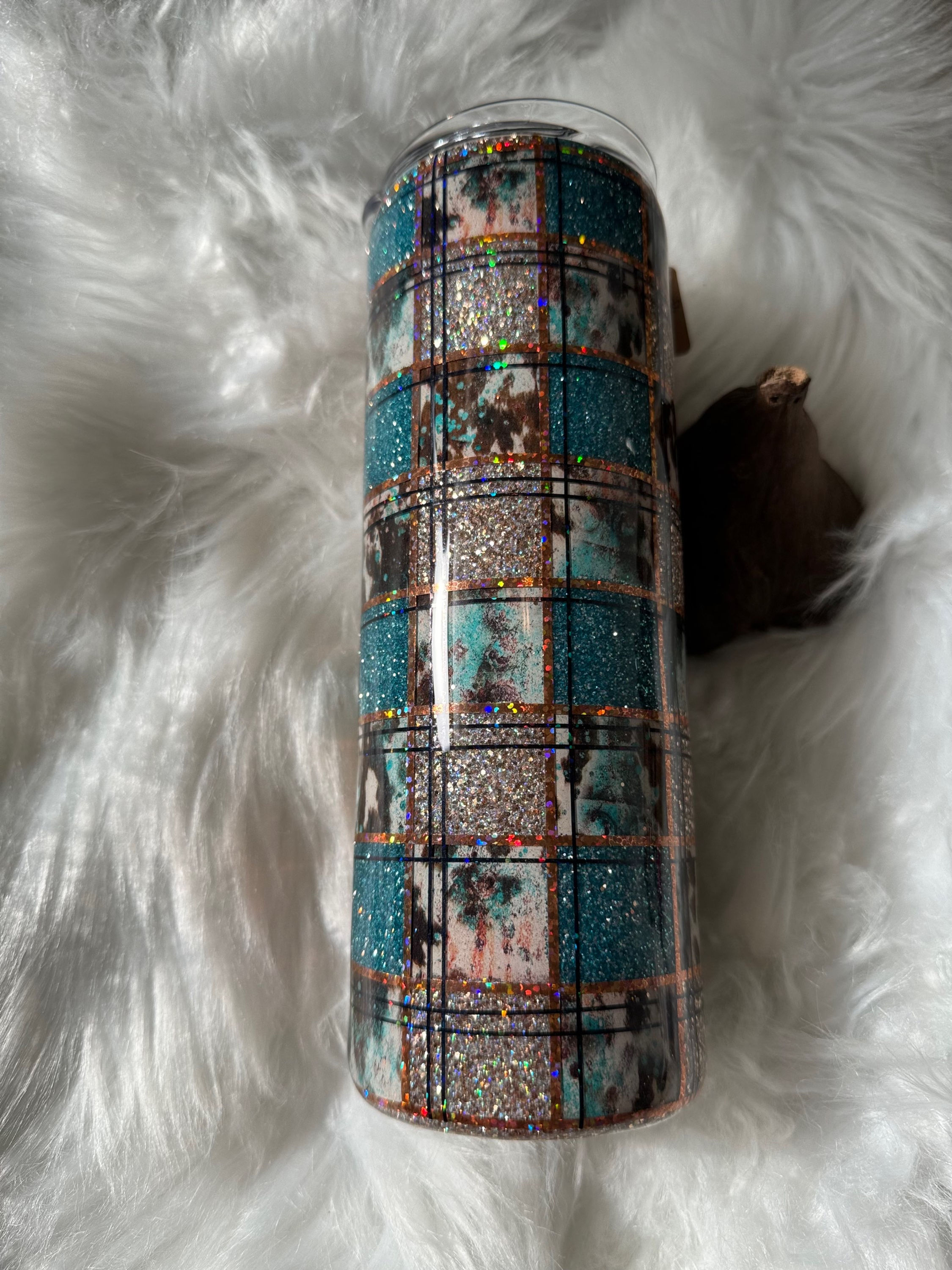 20oz vinyl and glitter plaid (western)