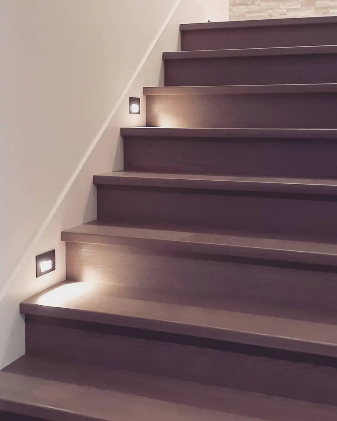 Interior staircase with LED step lights for safer, modern stair design