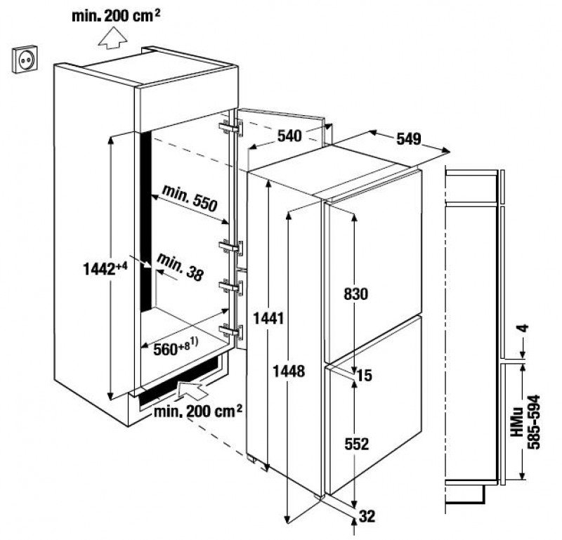 Холодильник haier hrf236nfru схема встраивания