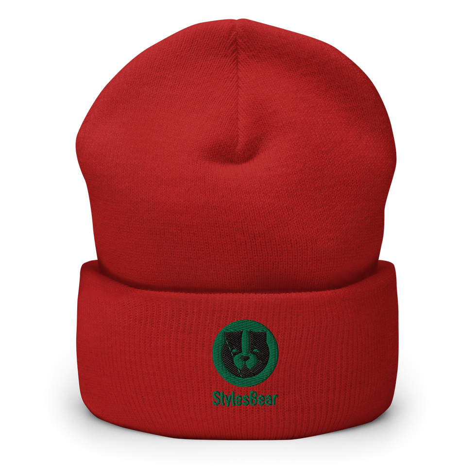 Holidays Limited Edition Embroidered Green Logo on Red Cuffed Beanie