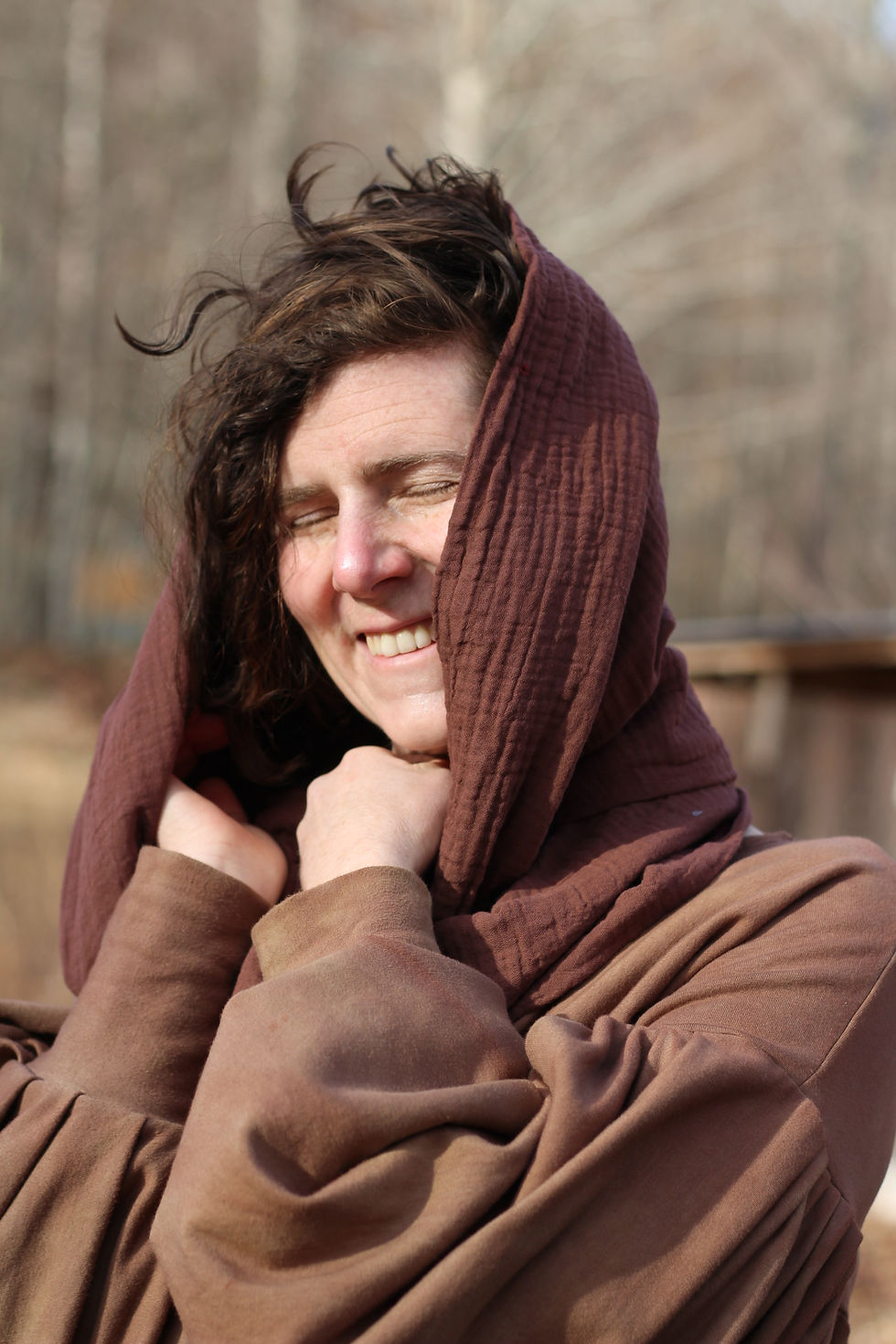 Thumbnail: Organic Cotton Infinity Scarf in Brown Rose