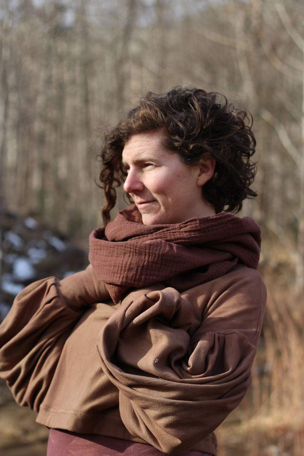 Thumbnail: Organic Cotton Infinity Scarf in Brown Rose