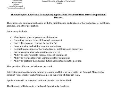 Part-Time Streets Dept. Worker