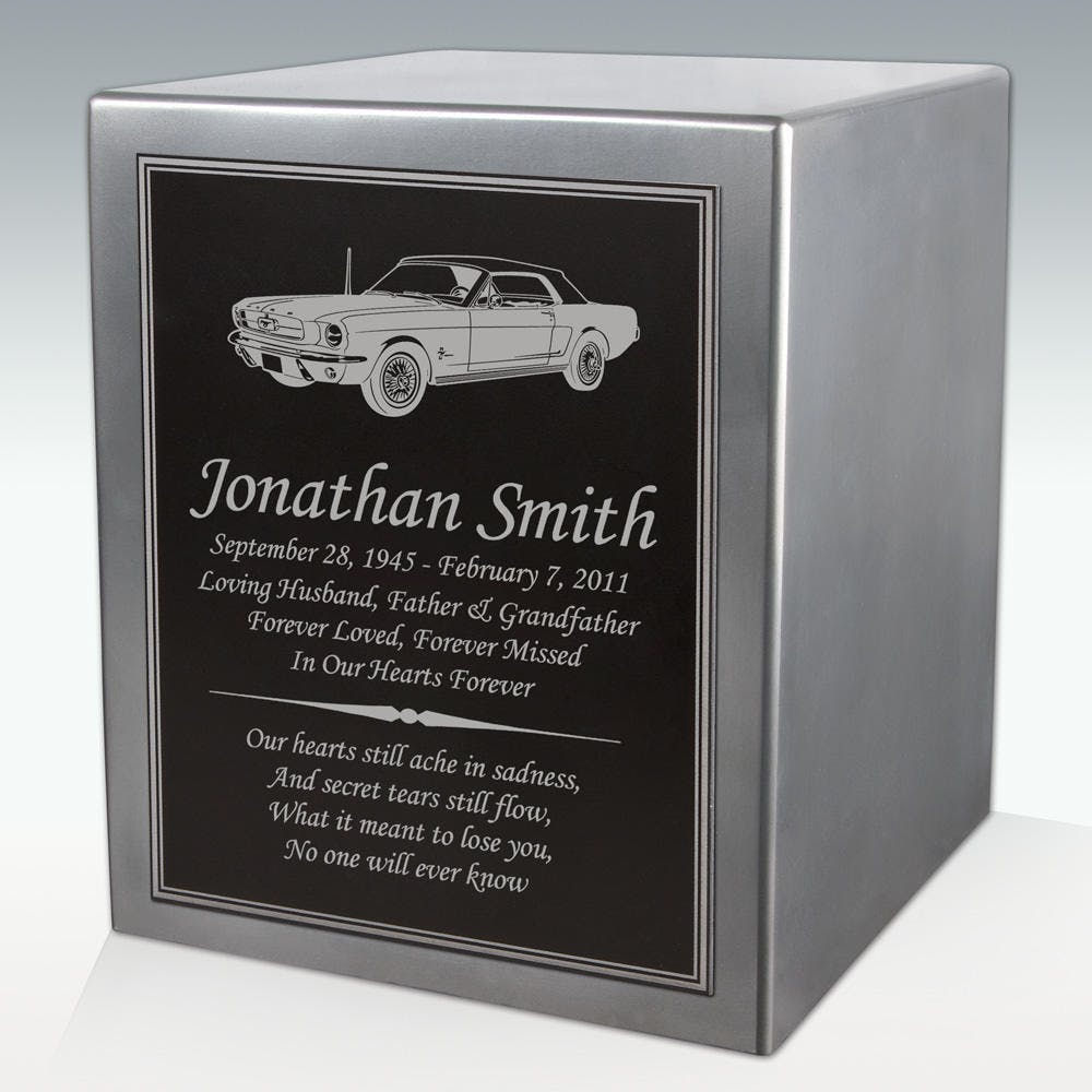 1964 Coupe Car Seamless Silver Cube Resin Cremation Urn