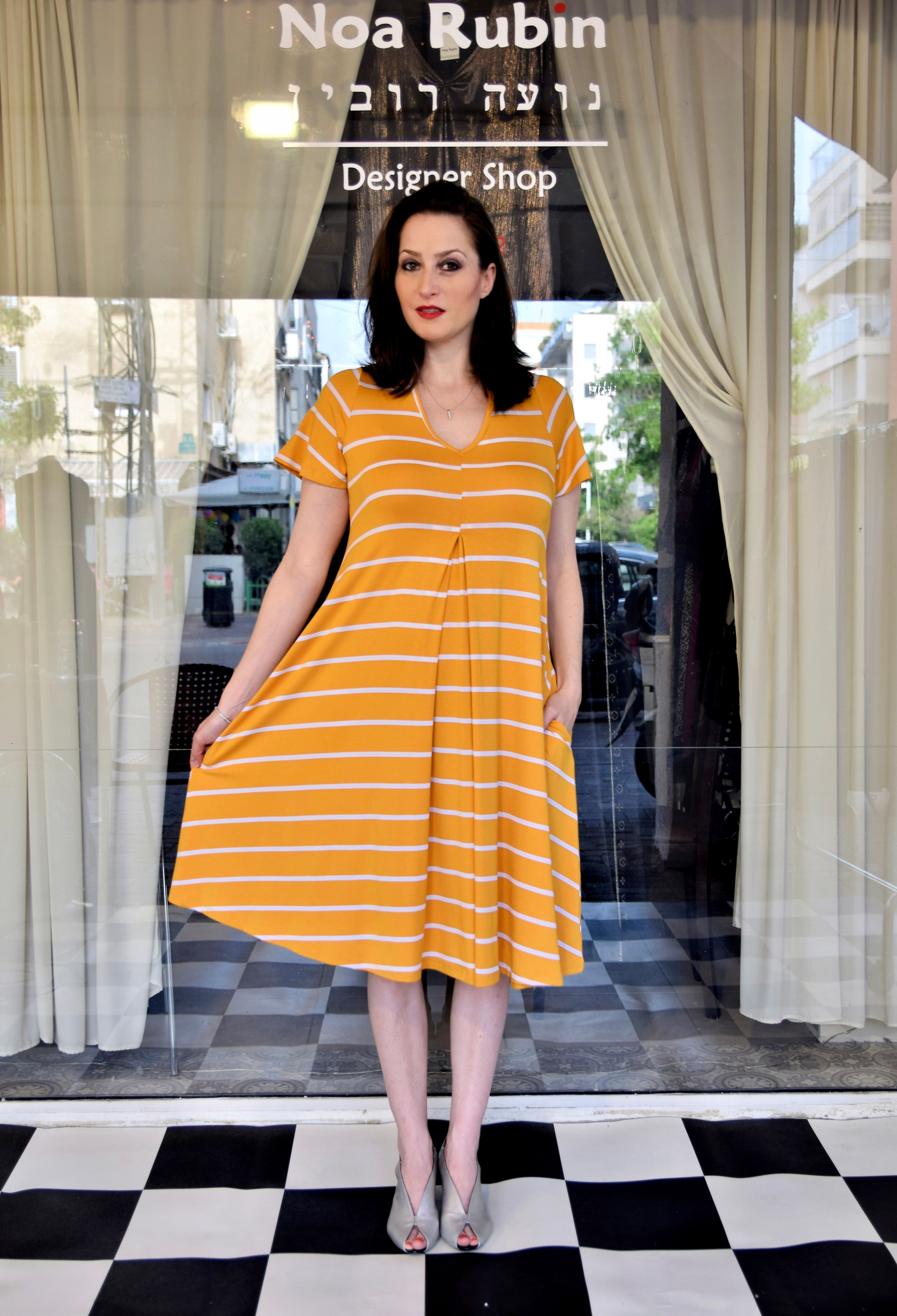 שמלת איריס צהוב פסים 