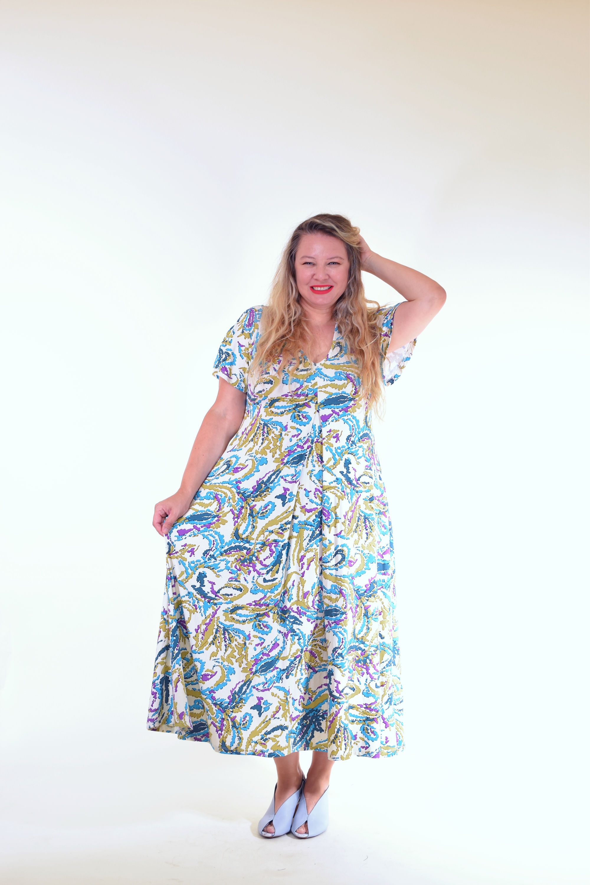 שמלת איריס מקסי מערבולת טורקיז