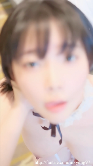 Inkyung in a tight maid outfit on Fantrie, teasing with provocative poses and real cum in mouth !!