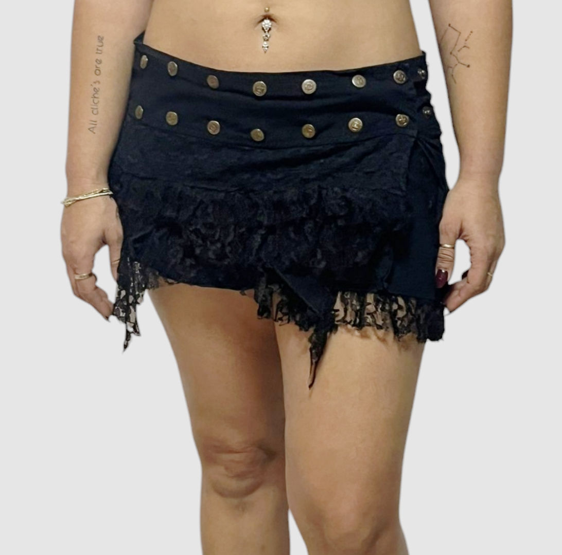 Black layered skirt with lace