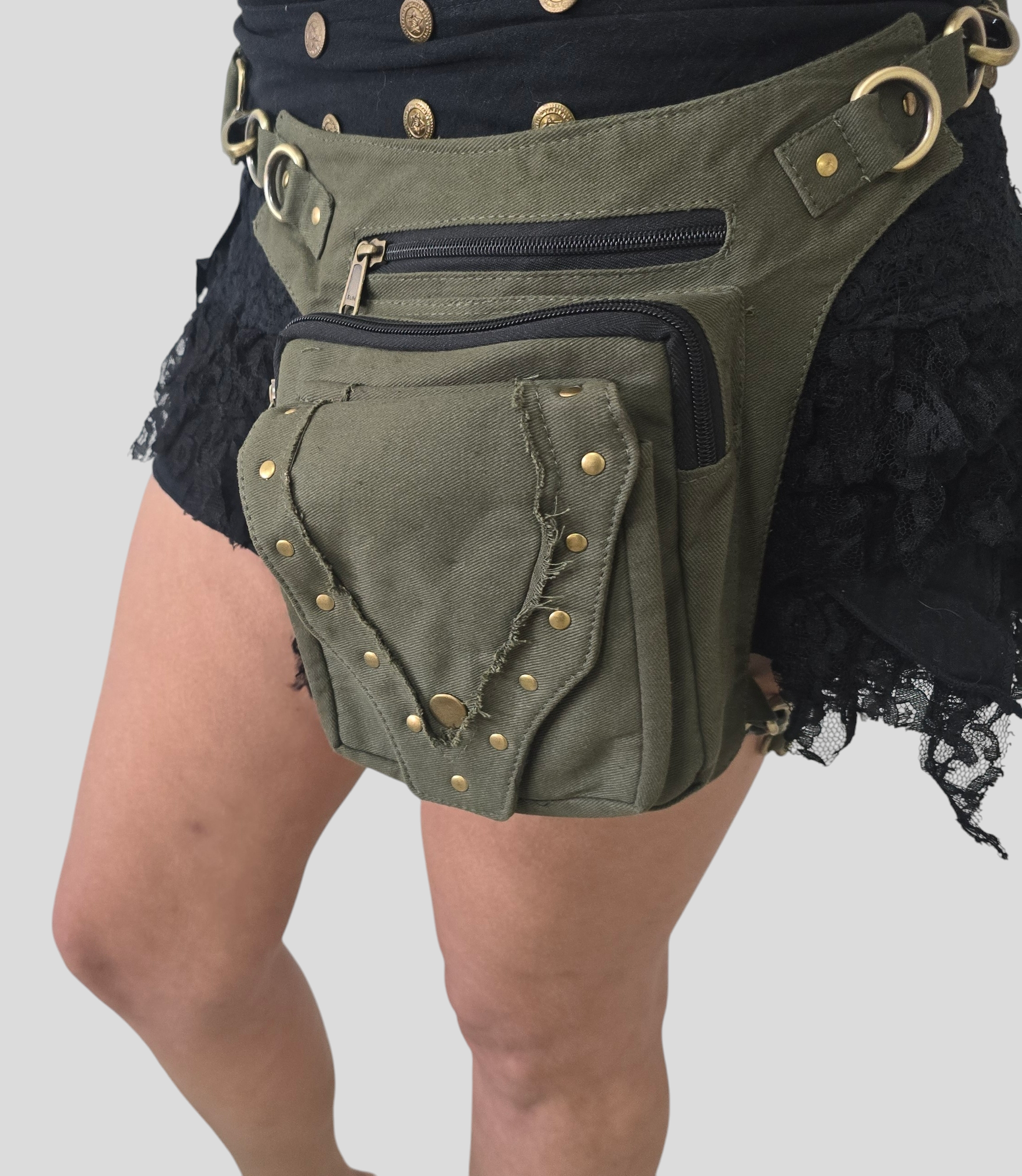 Olive green fabric pocket