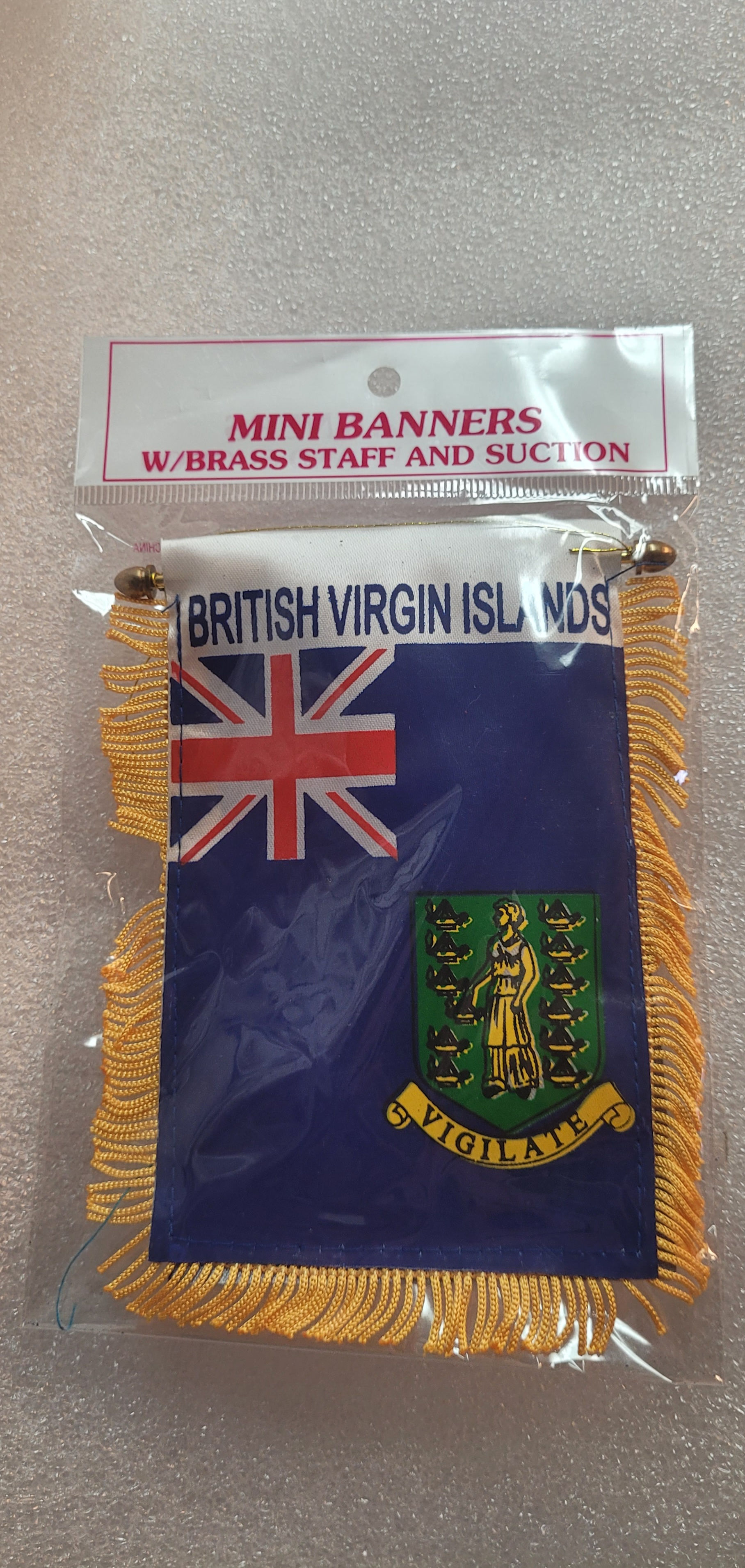 Mini BVI Banner or flag W/Suction Cup