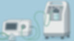 Flat illustration of BiPAP machine connected to oxygen concentrator for home oxygen therapy