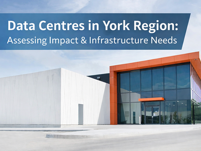 image of a data centre with title Data Centres in York Region: Assessing Impact & Infrastructure Needs