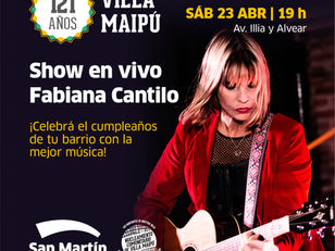 ¡Te avisamos con tiempo!: pachanga con Fabi Cantilo por los 121 años de Villa Maipú