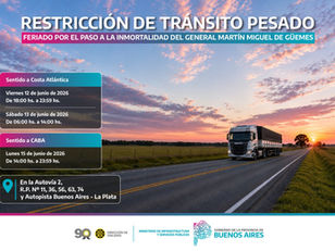 Restricción de tránsito pesado en la Autovía 2, Rutas Provinciales Nº11, 36, 56, 63, 74 y Autopista Buenos Aires–La Plata