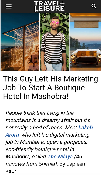 Travel and Leisure Article featuring The Nilaya