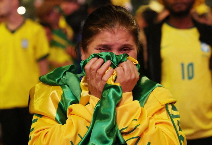 Brazil fan looks dejected after the match in Sao Paulo as Brazil are eliminated from the World Cup, July 5. Reuters-Yonhap