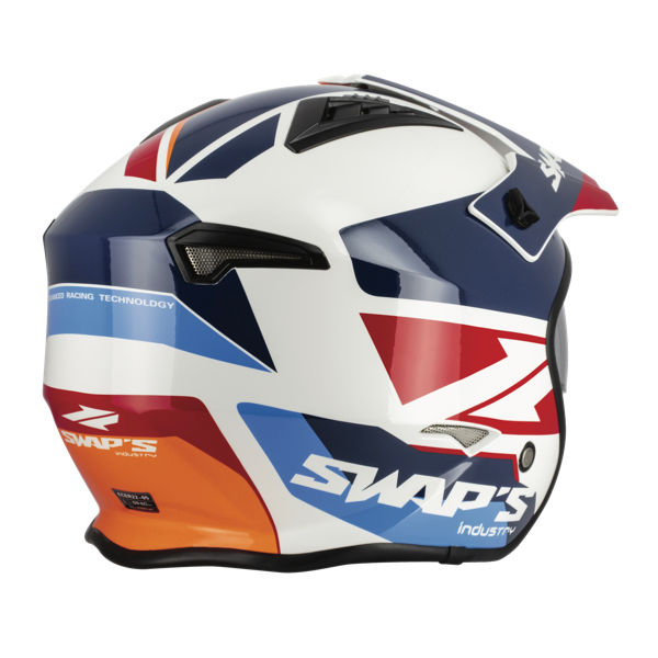 Miniatyrbild: Swaps Trooper ATV-hjälm - blå/röd/orange snett bakifrån
