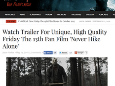 'Never Hike Alone' Trailer Featured on Fridaythe13thfranchise.com