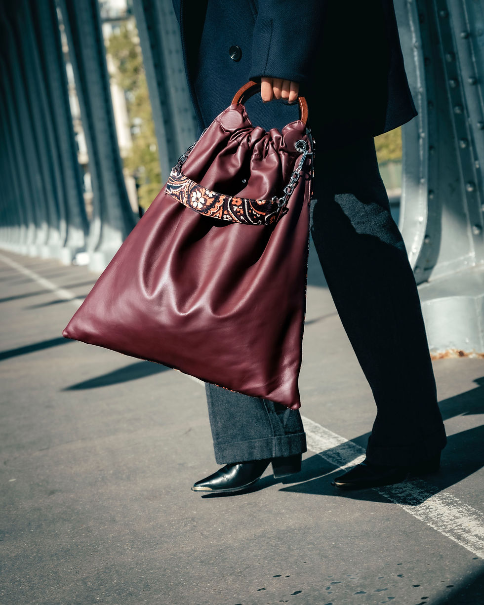 Thumbnail: Sac Paris Five cuir imprimé et  bordeaux