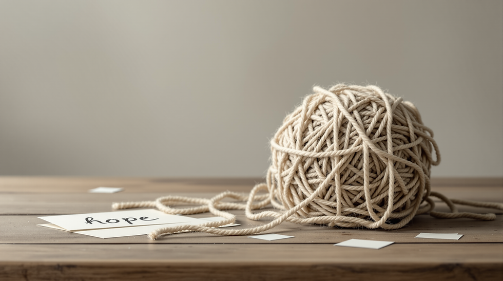 My mind is a messy ball of yarn mixed with a blah mood, yet I still have hope.