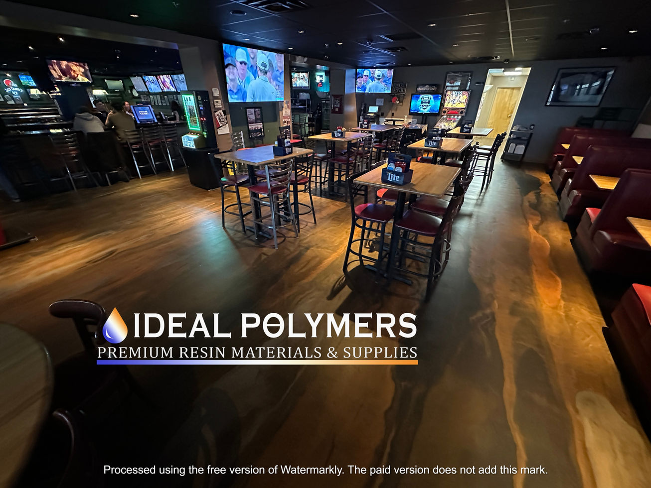 A bar with a sleek metallika xp epoxy floor