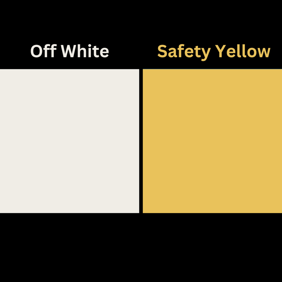 off white. safety yellow