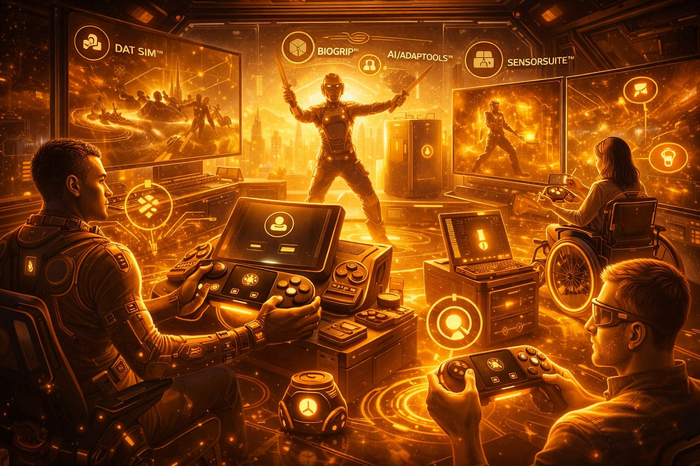 High angle view of a futuristic gaming console with vibrant LED lights