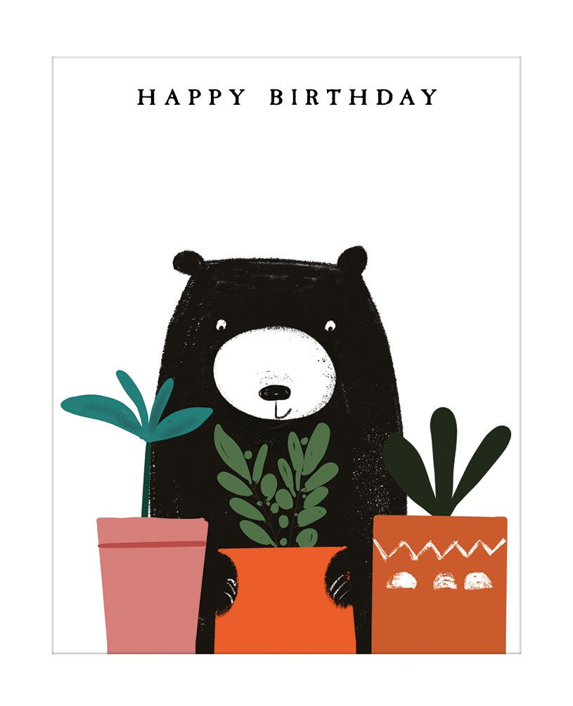 Thumbnail: Bear & Potted Plants Greeting Card