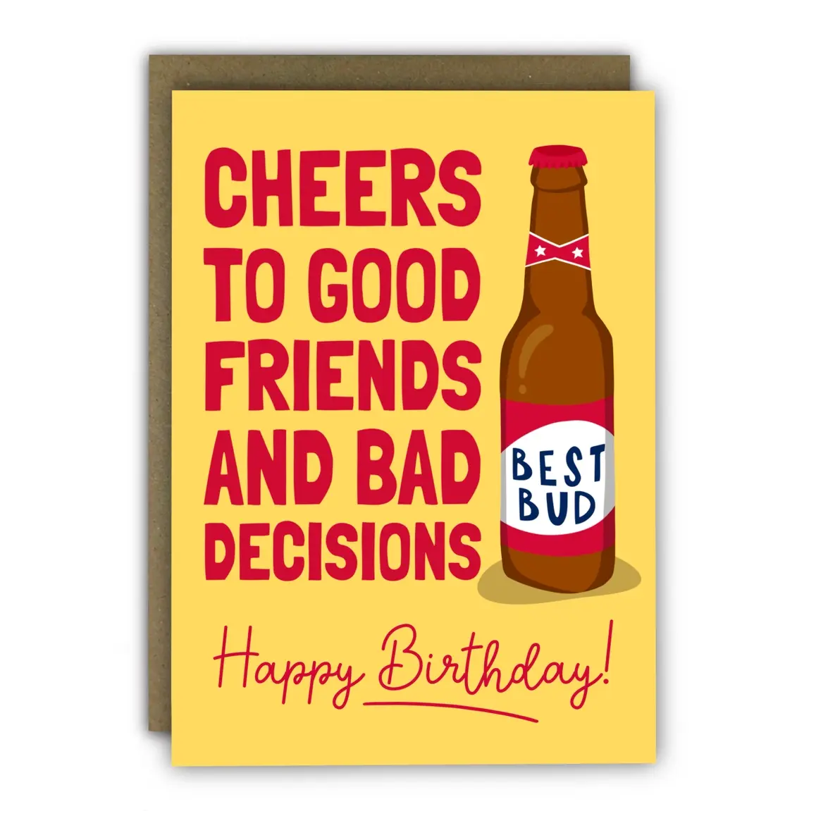“Best Buds” Modern Beer Bottle Design Greeting Card