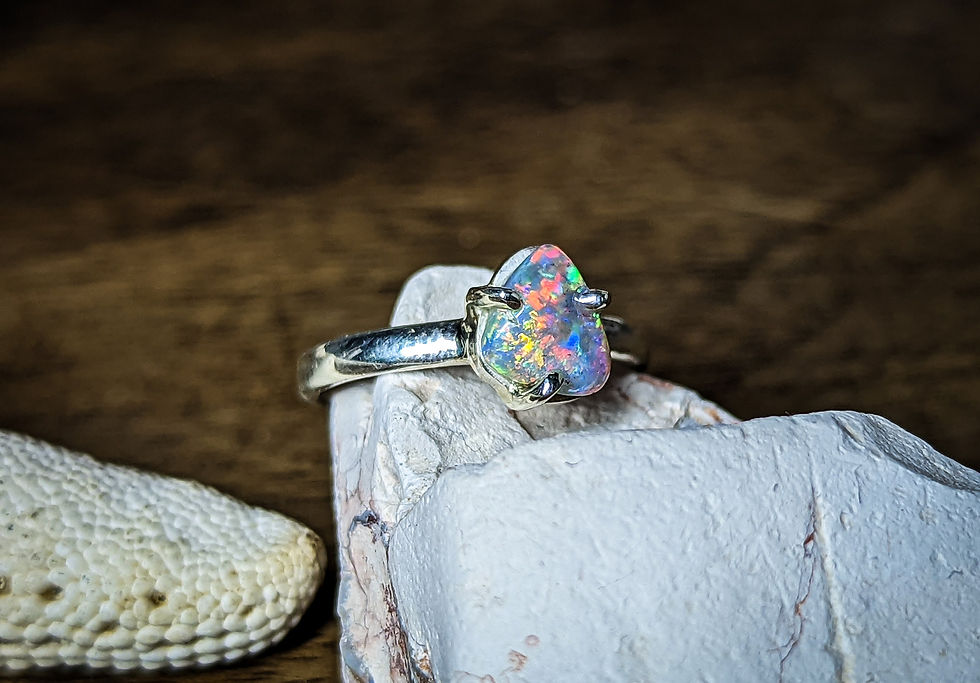Miniature : Bague en argent 925, avec opale crystal d'Australie  taille 49 FR, 5 US.